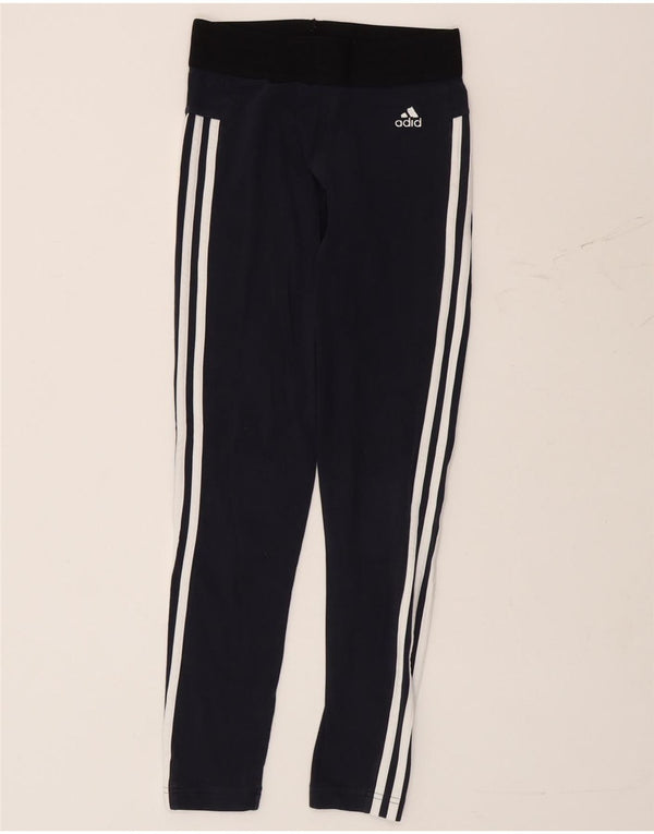 Adidas Dame Leggings UK 4/6 XS Navy Blue Colourblock Bomuld