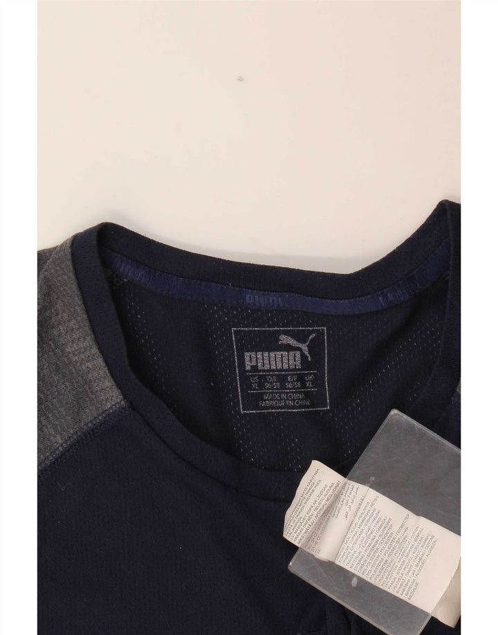Puma Herre T-Shirt Top XL Marineblå Colourblock Polyester