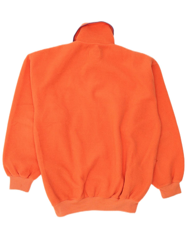 Vintage Herre Polo Neck Fleece Jumper Medium Orange Sports