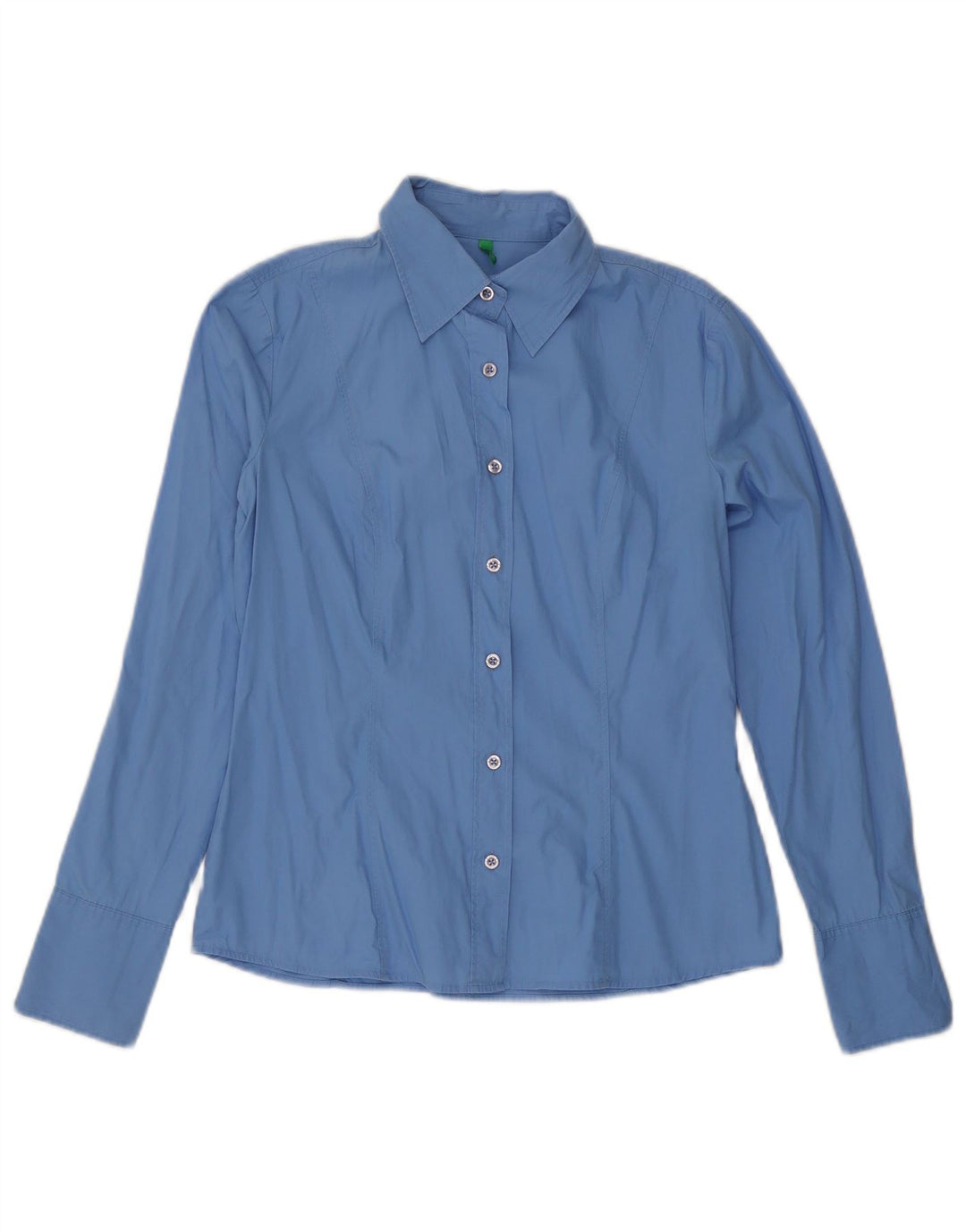 Benetton Dameskjorte UK 14 Medium Blue Cotton