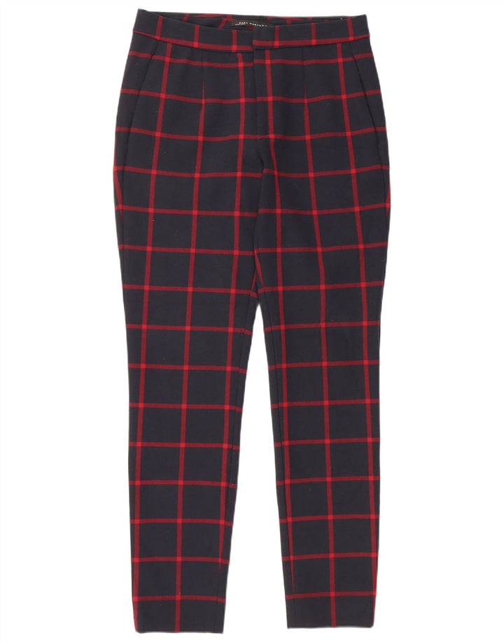 Zara Dame Skinny Chino Bukser Medium W28 L29 Marineblå Ternet polyester