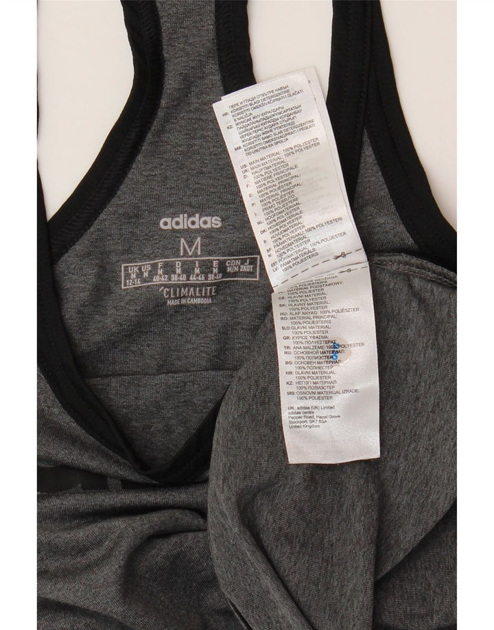 ADIDAS Dame Climalite Grafisk Vest Top UK 12/14 Medium Grey Polyester