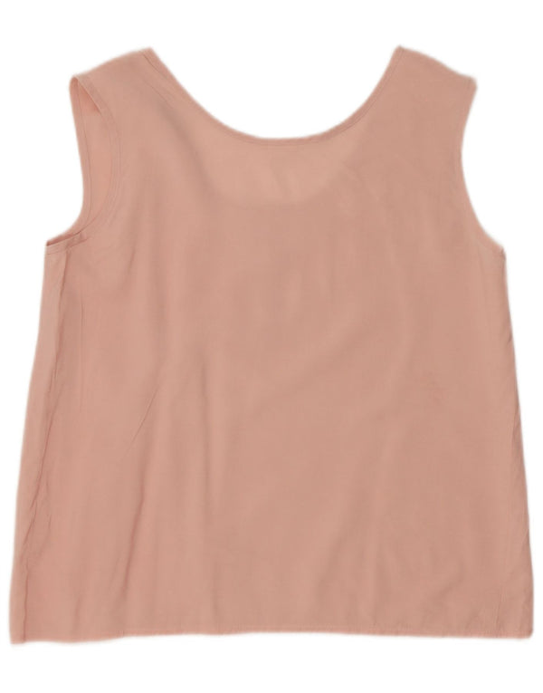 Vintage Dame ærmeløs bluse Top IT 40 Small Pink Viscose