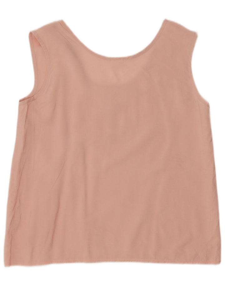 Vintage Dame ærmeløs bluse Top IT 40 Small Pink Viscose