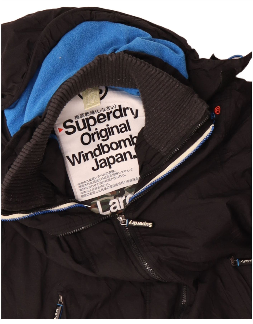 Superdry Windbomber vindjakke med hætte til mænd UK 40 Large Black