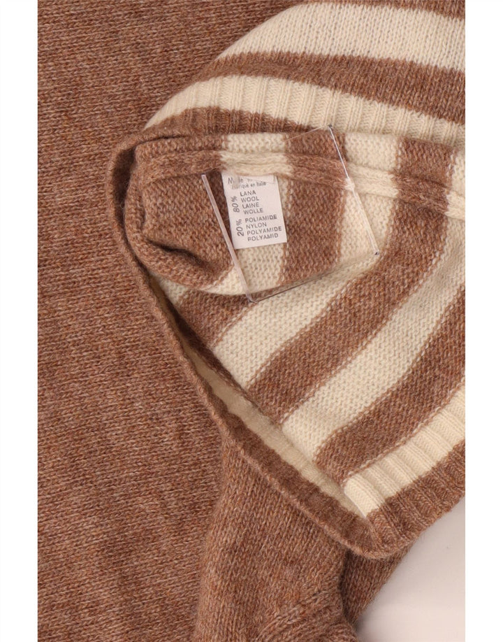 Vintage Dame Longline rullehals sweater UK 14 medium brun stribet