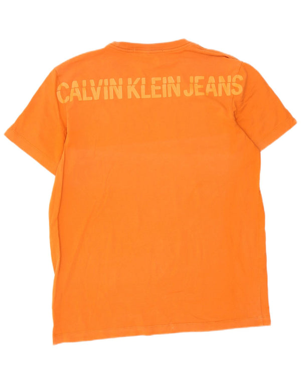Calvin Klein Jeans Herre grafisk T-shirt Top XL Orange Bomuld