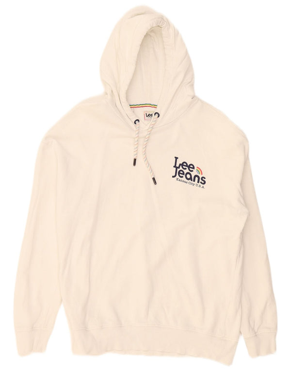 Lee Mens Graphic Hoodie Jumper Small White