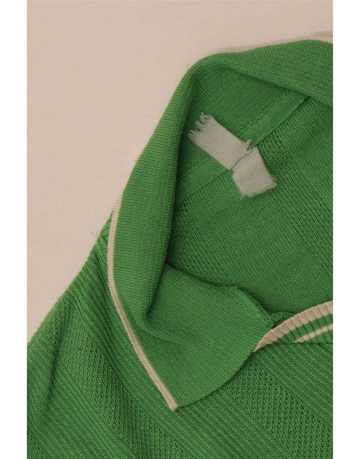 Vintage herre kortærmet polo hals sweater mellemgrøn