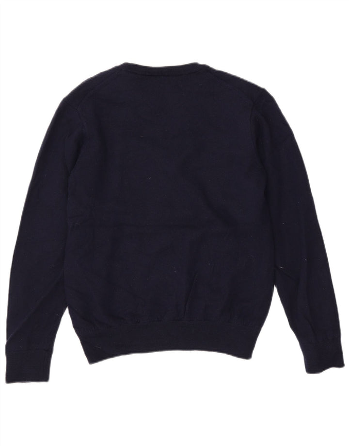BARBOUR Dame V-hals sweater UK 10 Lille marineblå uld