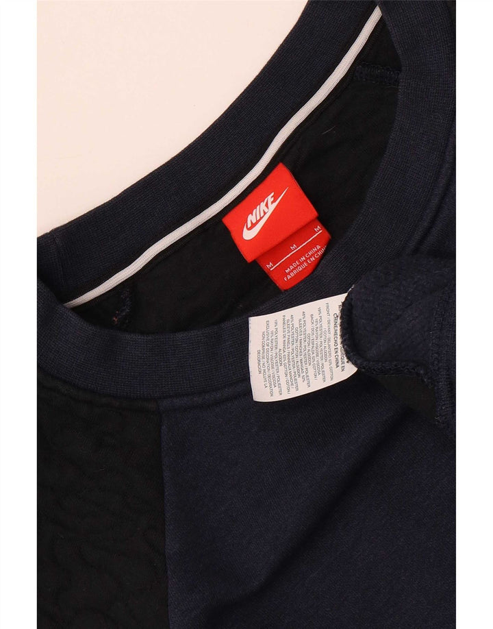 Nike Dame Sweatshirt Jumper UK 14 Medium Navy Blue Colourblock Bomuld