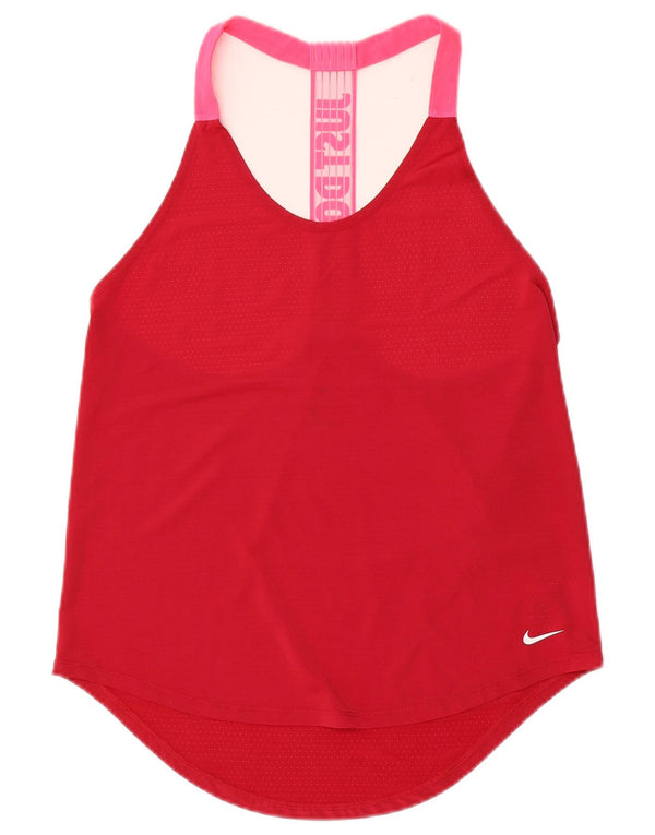 Nike Dame grafisk Vest Top UK 10 Small Red Colourblock Polyester