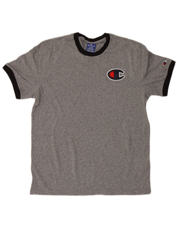 Champion Herre grafisk T-shirt Top Stor grå flækket bomuld
