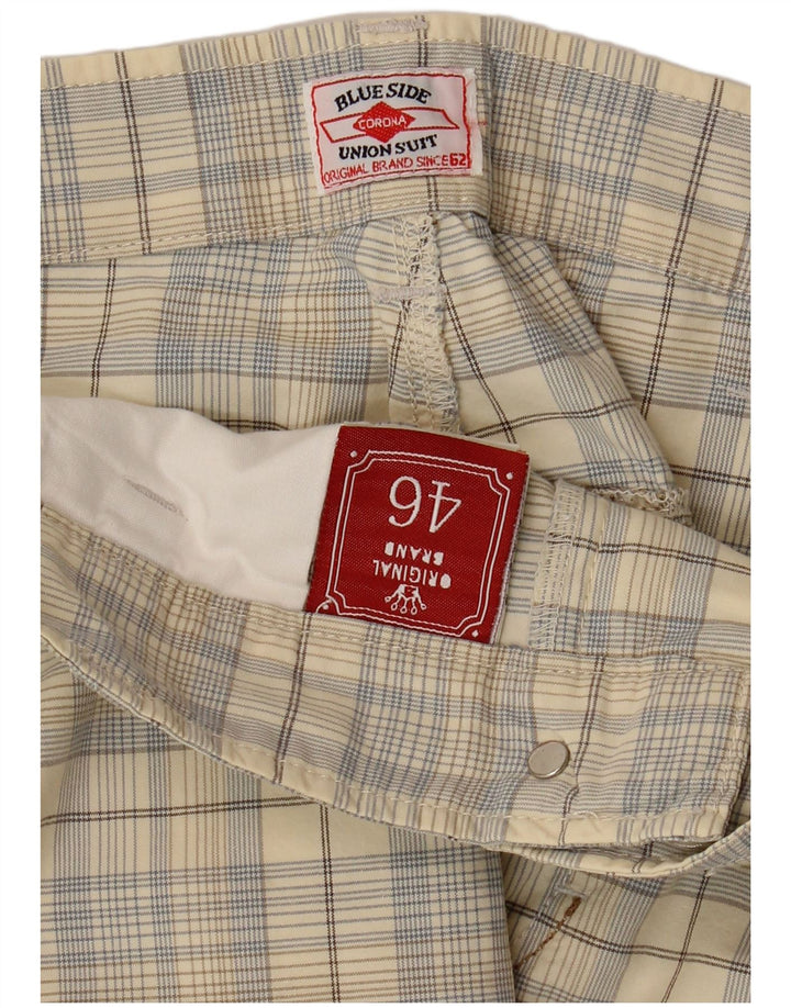 Blå Side Chino Shorts til mænd IT 46 Small W32 Beige ternet bomuld