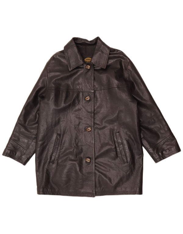 Vintage kvinders afslappet pasform læderfrakke EU 36 Small Black