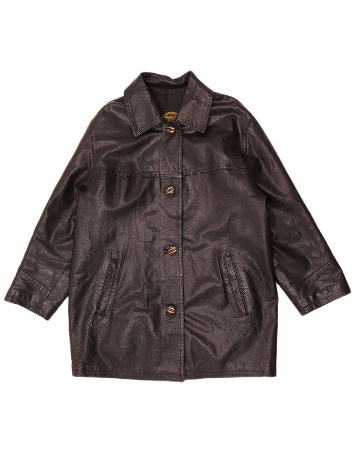 Vintage kvinders afslappet pasform læderfrakke EU 36 Small Black