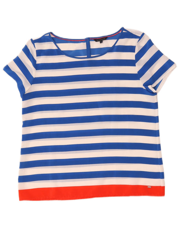 Tommy Hilfiger Dame Bluse Top UK 16 Stor Blå Stribet