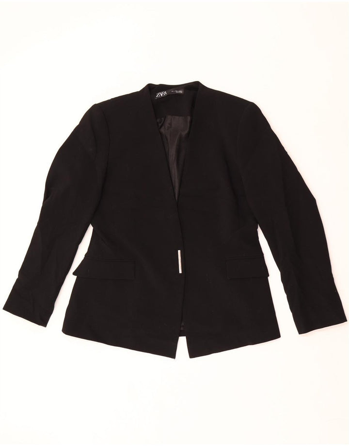 Zara Dame Blazer Jacket UK 16 Stor Sort Polyester