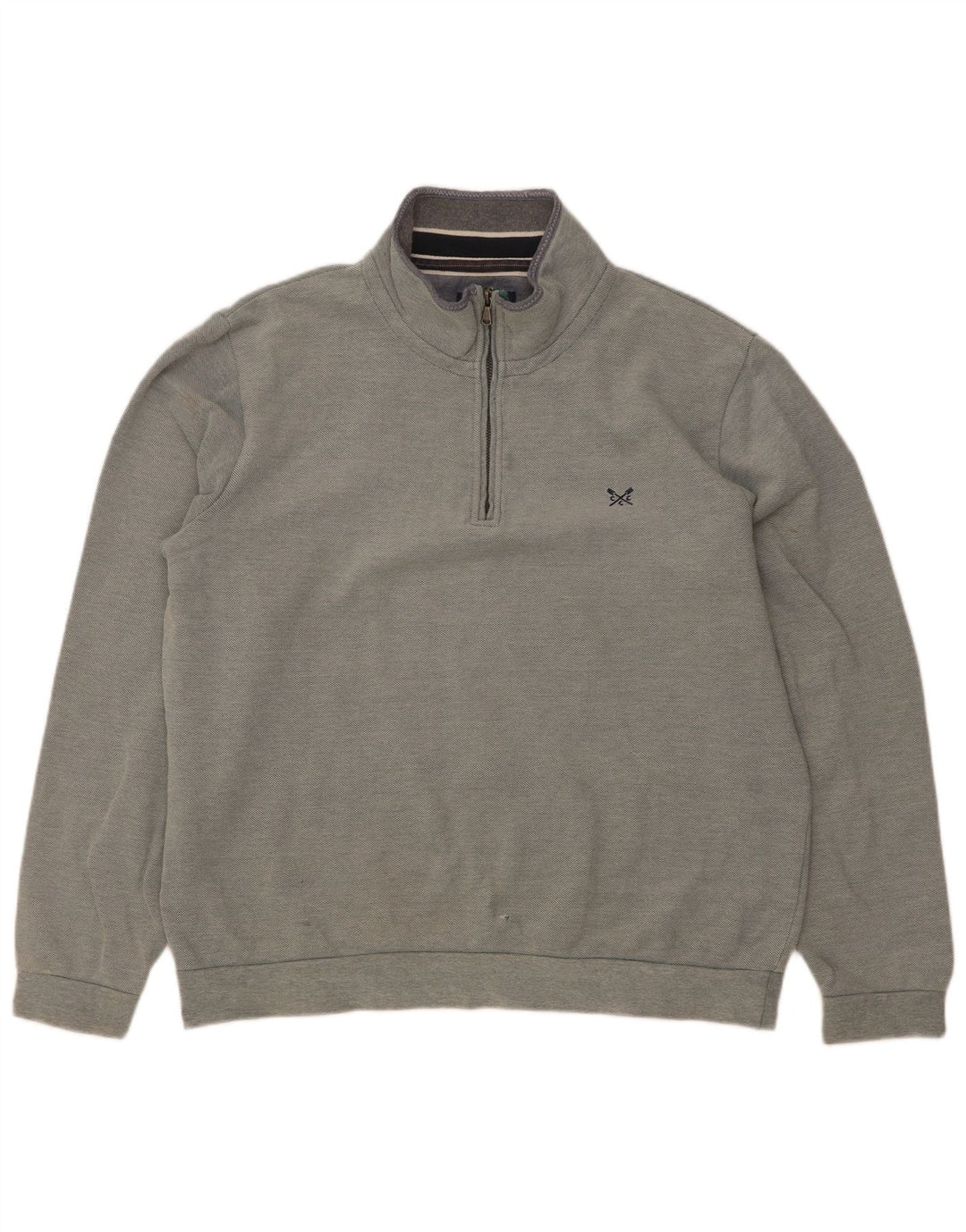 Besætningstøj Herre Zip Neck Sweatshirt Jumper Stor Grå Bomuld