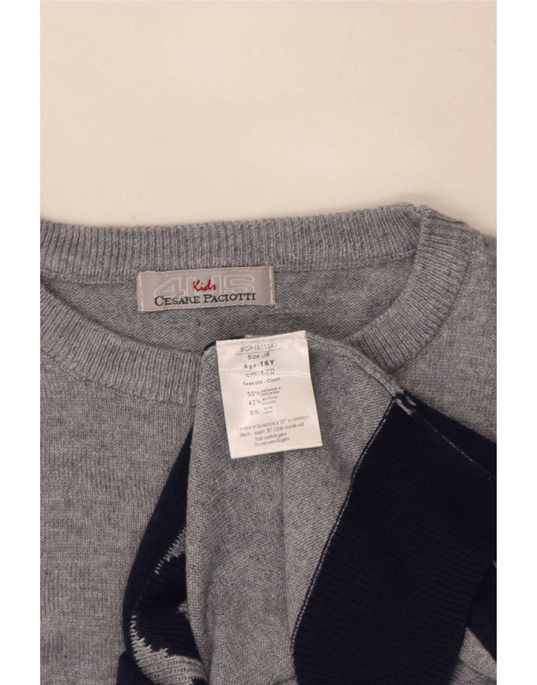Cesare Paciotti 4US drenge sweater med rund hals 15-16 år grå