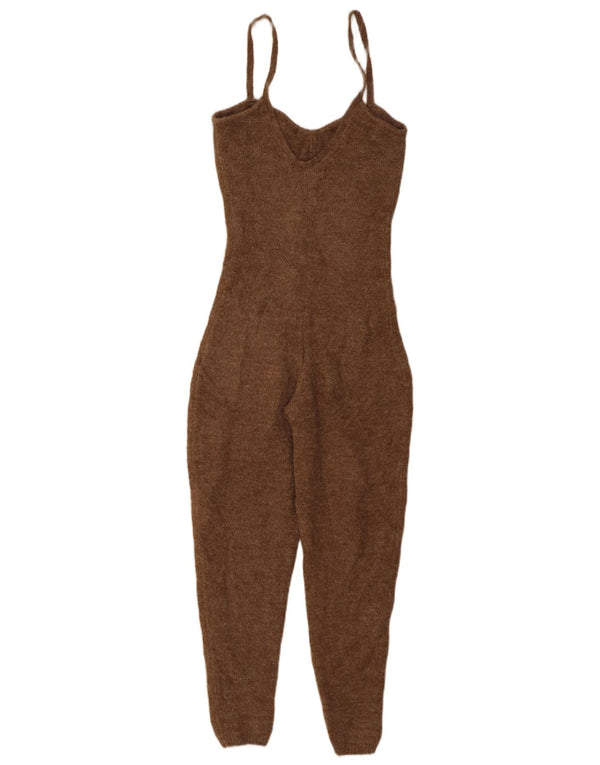 Zara Dame ærmeløs strik Jumpsuit UK 12 Medium Brown