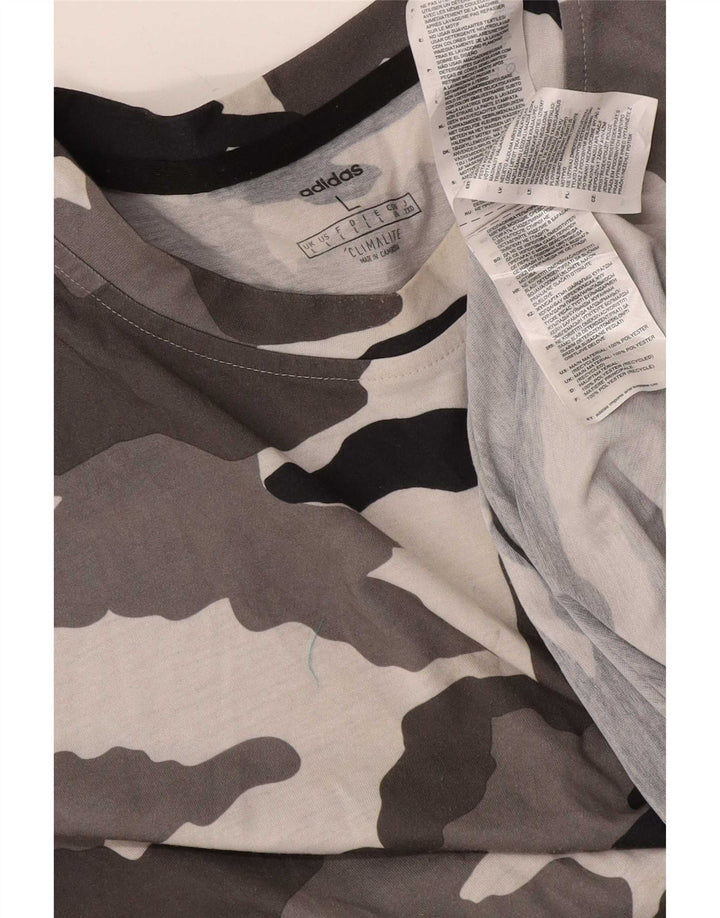 Adidas Herre Climalite T-Shirt Top Stor Grå Camouflage Polyester