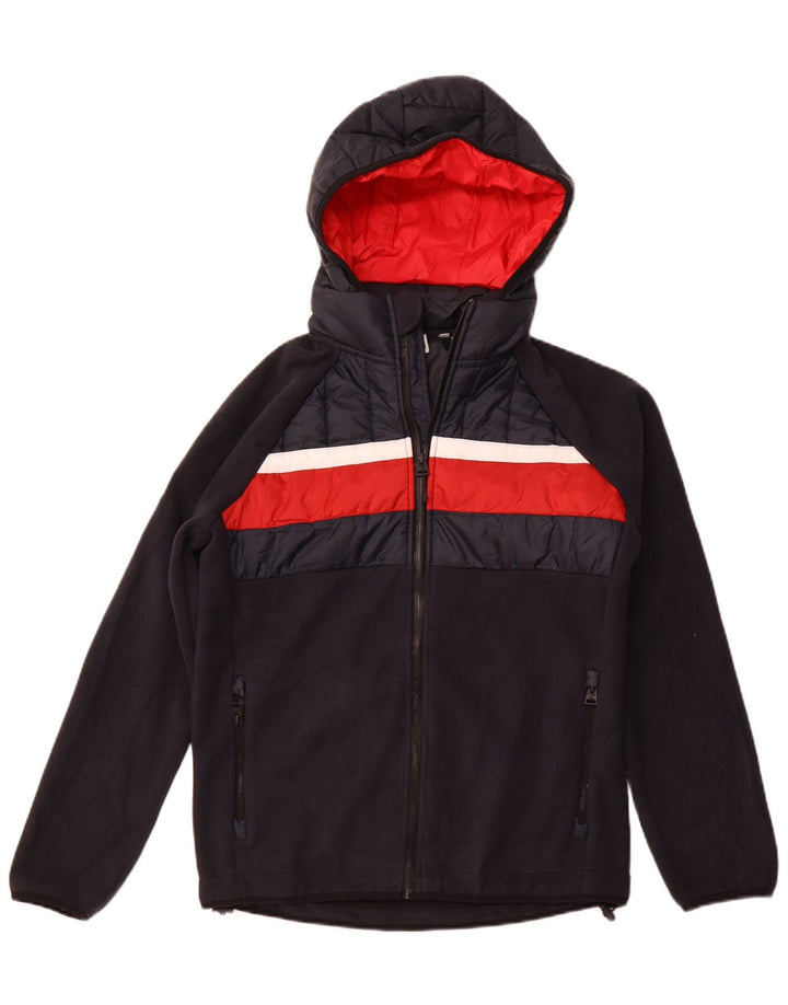 SUPERDRY Bomberjakke med hætte til mænd UK 38 Medium Navy Blue Colourblock