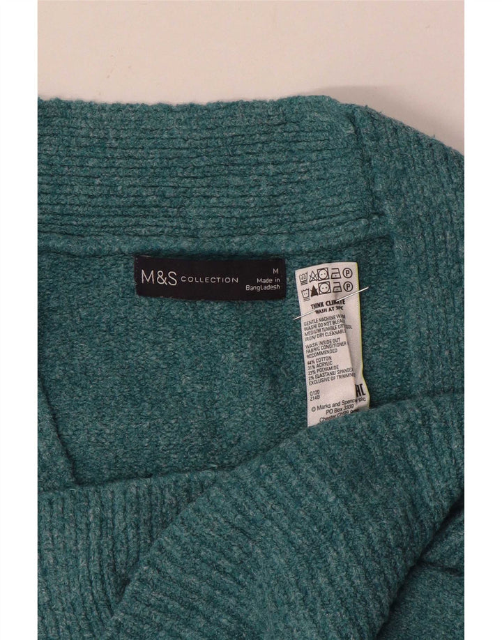 Marks & Spencer Dame Cardigan Sweater UK 14 Medium Blue Bomuld