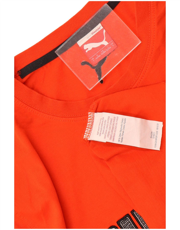 Puma Herre Grafisk T-Shirt Top Stor Orange Bomuld