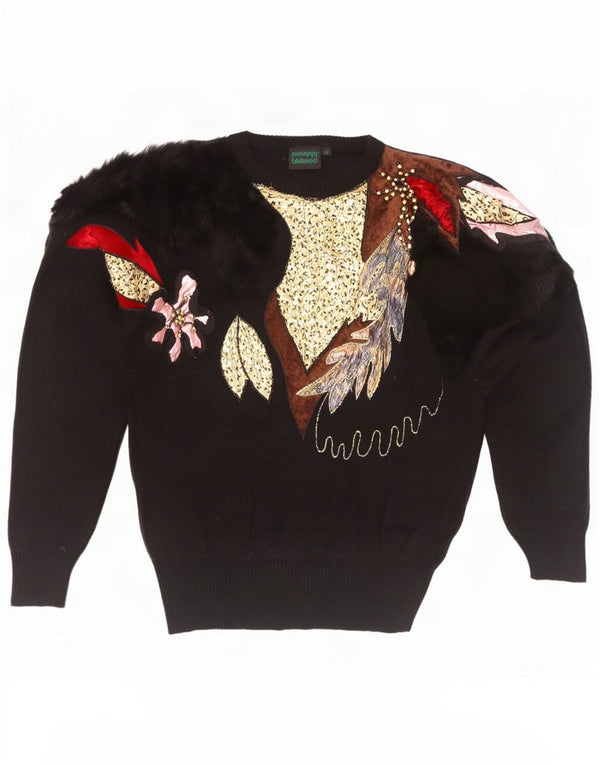 Bluhmod Womens Novelty Fit Crew Neck Jumper Sweater EU 40 Medium Black