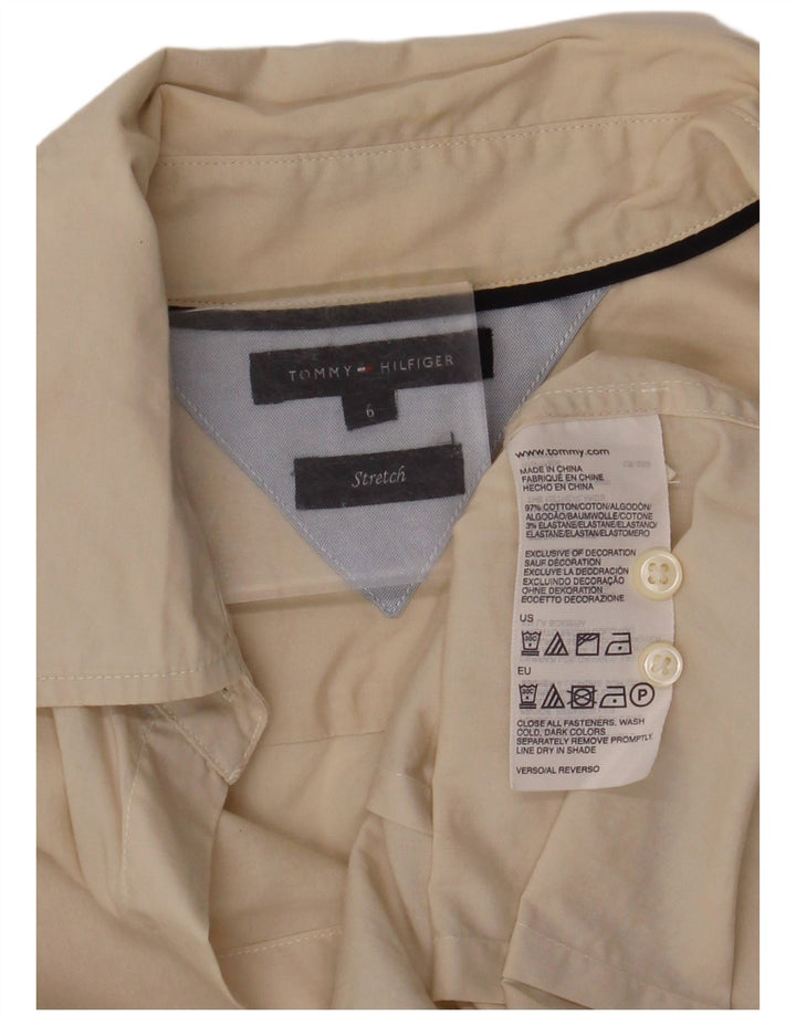 TOMMY HILFIGER Womens Stretch Shirt US 6 Medium Beige Cotton