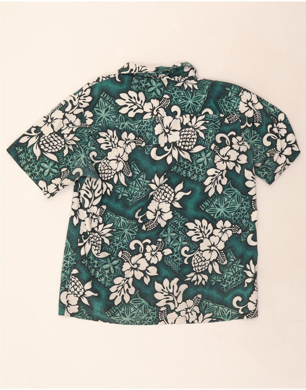 Vintage kortærmet skjorte til mænd Large Green Floral