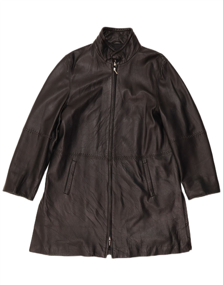 Vintage læderfrakke til kvinder UK 12 medium sort læder