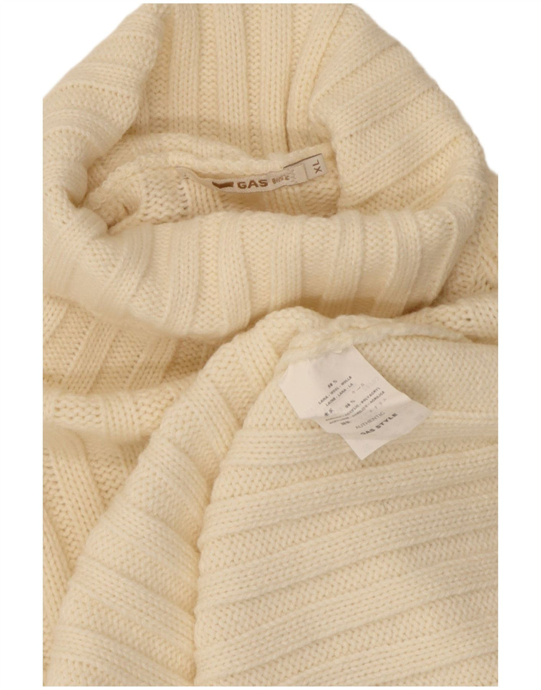 Gas Dame Roll Neck Jumper Sweater UK 18 XL Off White Uld
