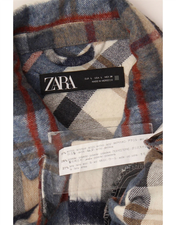 ZARA Dame Overshirt Flanell Shirt UK 16 Stor Flerfarvet Plaid