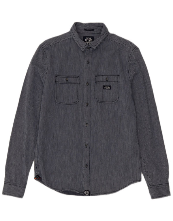 Superdry skjorte med normal pasform til mænd, medium marineblå nålestribet bomuld