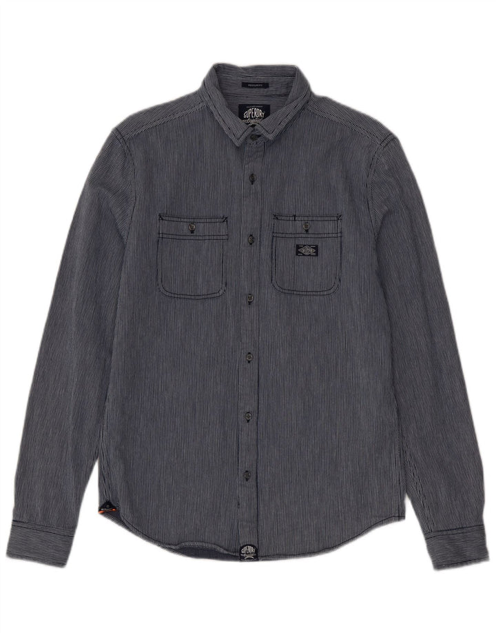 Superdry skjorte med normal pasform til mænd, medium marineblå nålestribet bomuld