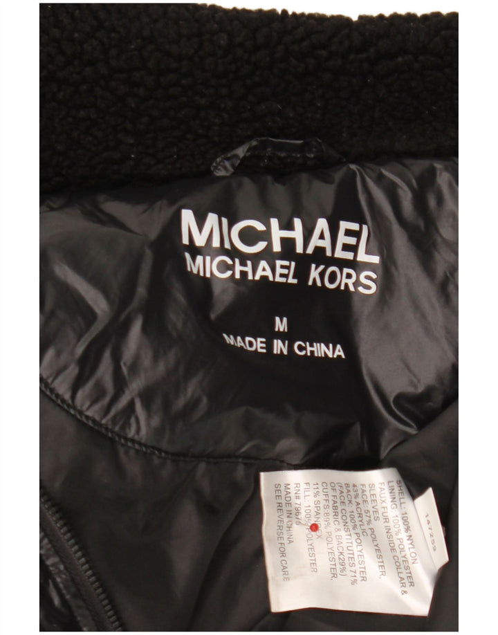 Michael Kors Dame Hættejakke UK 14 Medium Sort Nylon