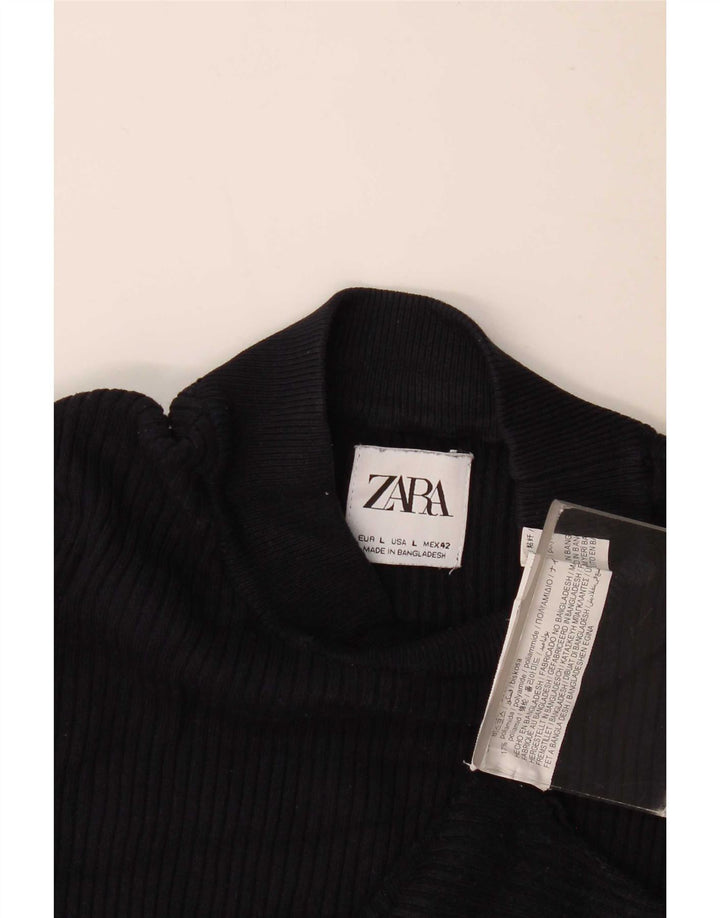 Zara Herre Top Langærmet Stor Marineblå Viscose