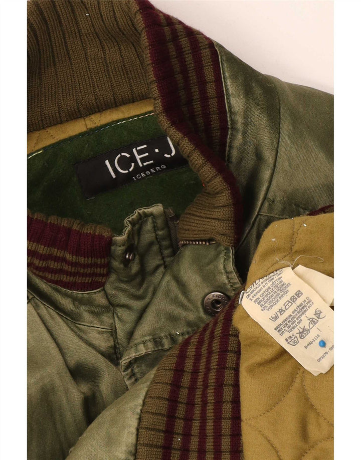 Iceberg Herre Graphic Bomber Jacket UK 42 XL Grøn Bomuld