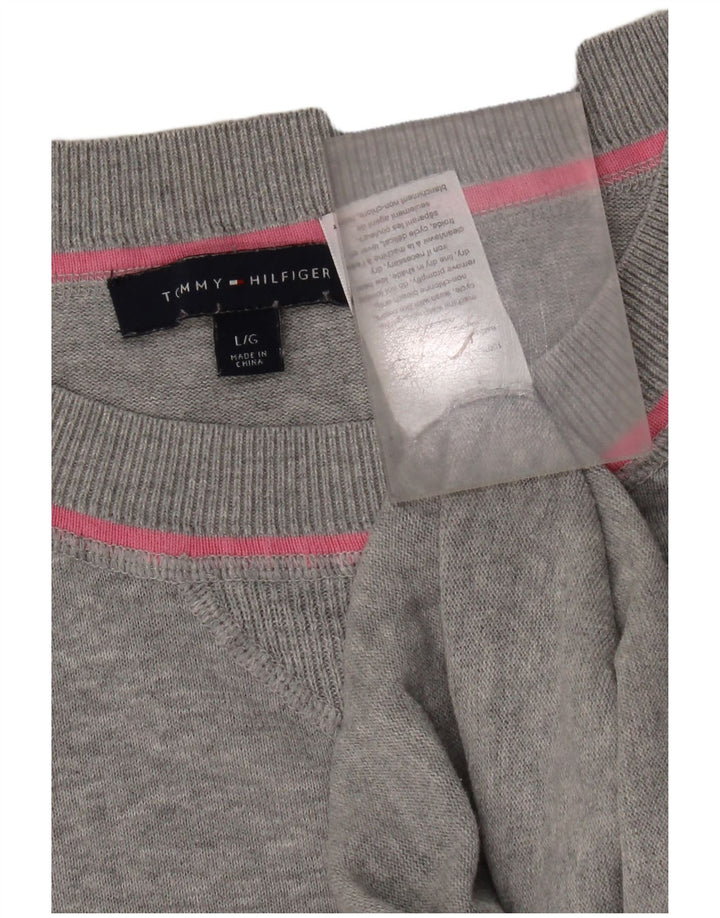 Tommy Hilfiger Dame Oversized Crew Neck Jumper Sweater UK 16 Large Grey