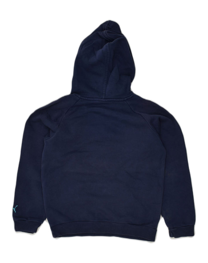 PUMA Girls Graphic Hoodie Jumper 7-8 Years Small Navy Blue Cotton | Vintage Puma | Thrift | Second-Hand Puma | Used Clothing | Messina Hembry 