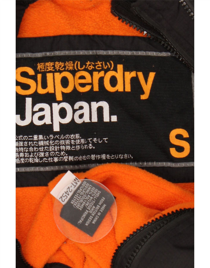 Superdry Herre grafisk vindjakke med hætte UK 36 Lille sort nylon