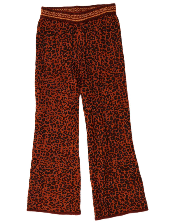 Zara Womens Wide Leg Knit Casual Bukser Small W26 L26 Brown Animal Print