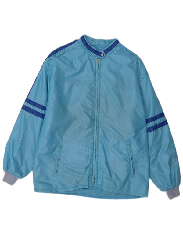 Vintage regnjakke med hætte til kvinder UK 16 Large Blue Sports