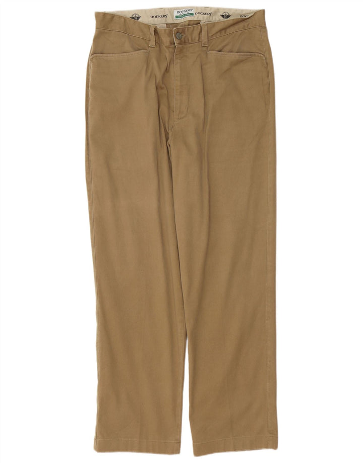 DOCKERS Herre Khakis Lige Casual Bukser W34 L30 Beige Bomuld