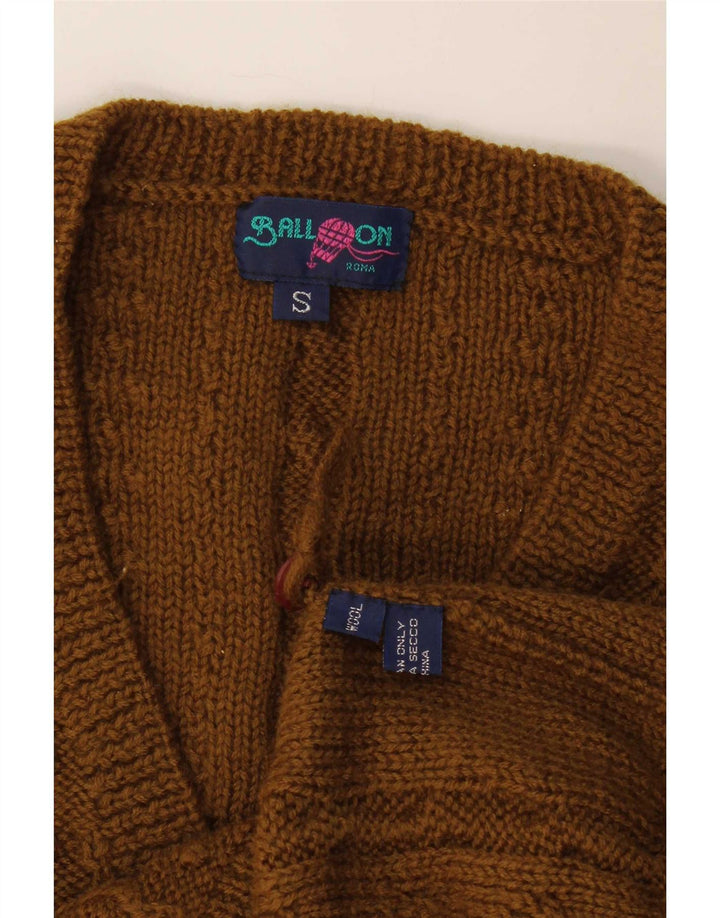 Ballon Dame Cardigan Sweater UK 10 Small Khaki Wool