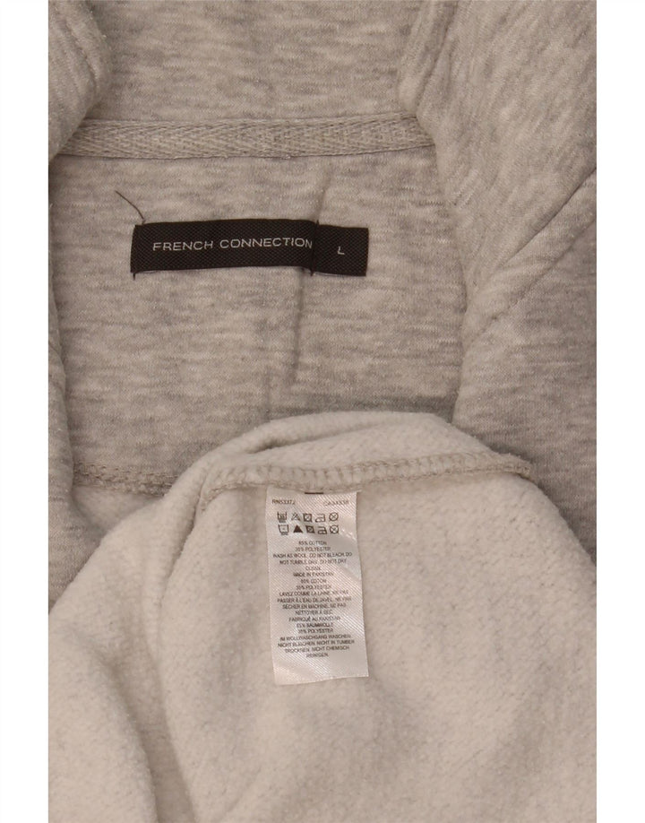 Fransk forbindelse herre lynlås-hals sweater jumper stor grå flækket bomuld