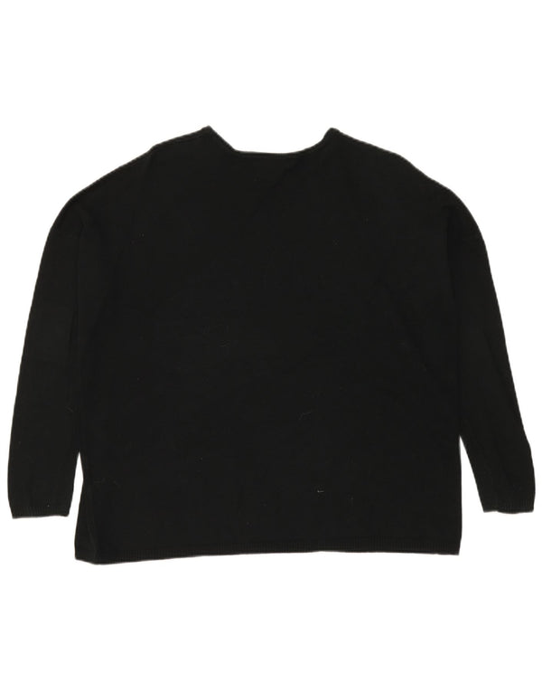 Zara Dame Oversized Boat Neck Jumper Sweater UK 14 Medium Black