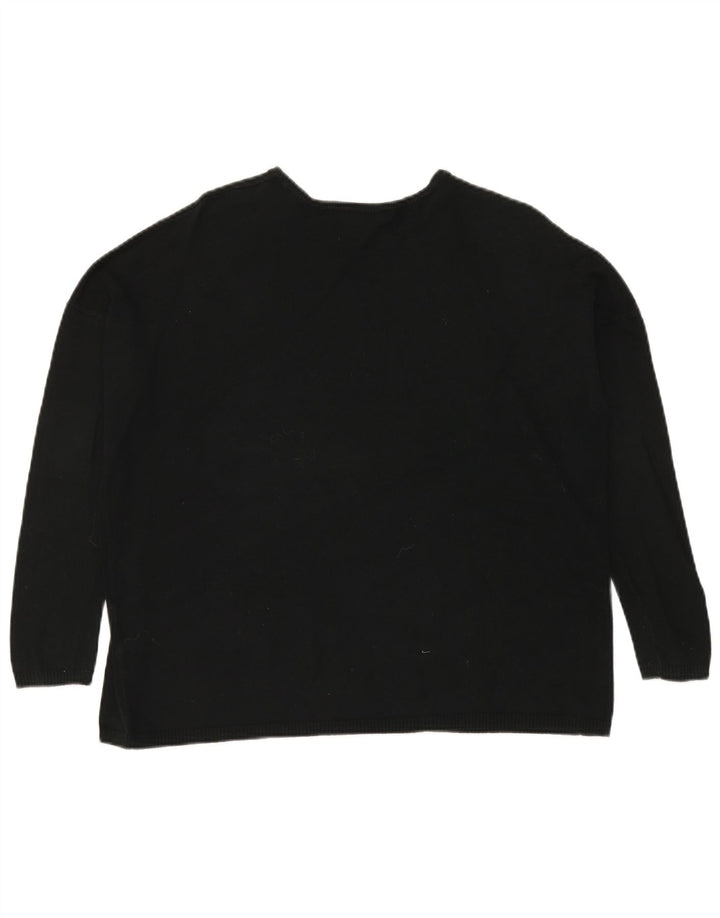 Zara Dame Oversized Boat Neck Jumper Sweater UK 14 Medium Black